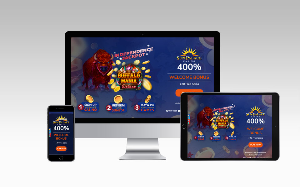 Independence Day
                              Jackpot of a 400% Welcome Bonus + 20 Free
                              Spins!!